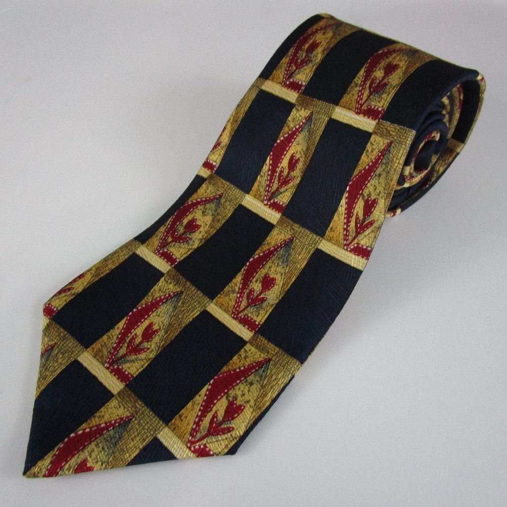 Tom James Mens Tie Necktie 100% Silk Geometric